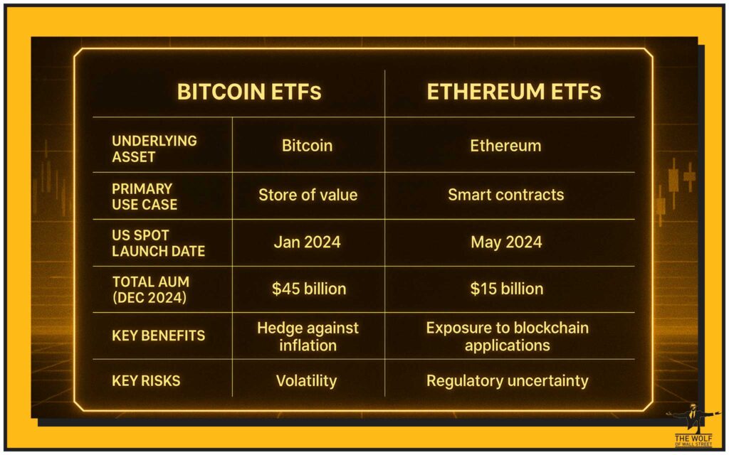 Key Differences: Bitcoin vs. Ethereum ETFs