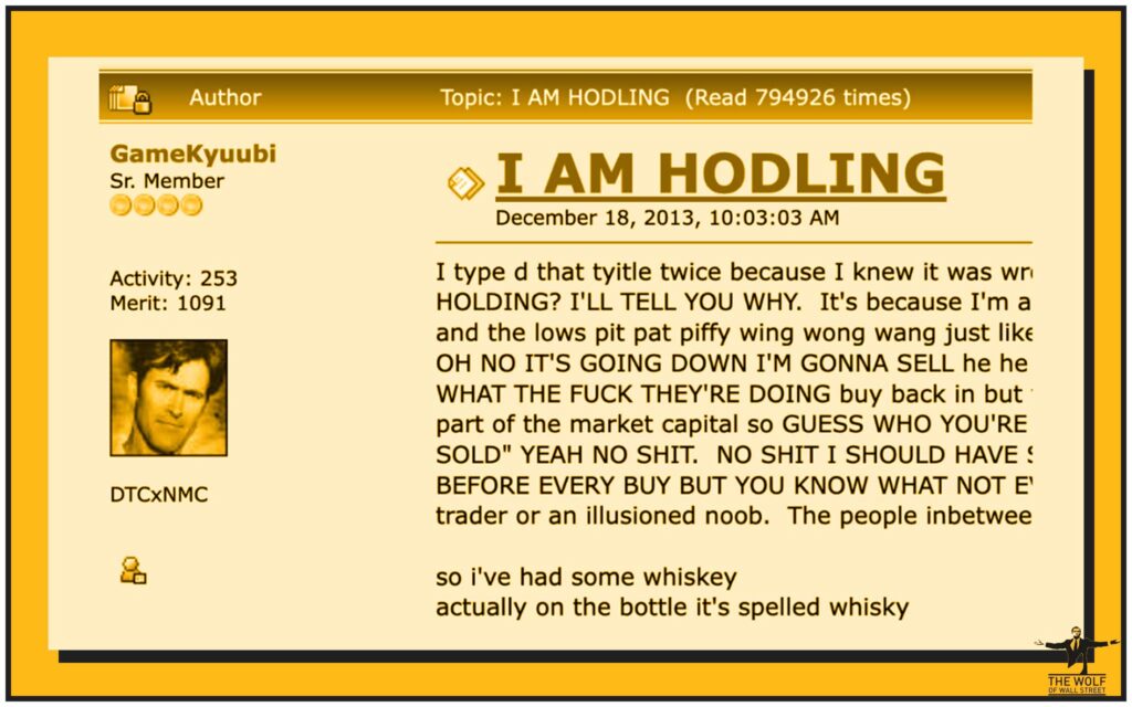 The Birth of Hodling