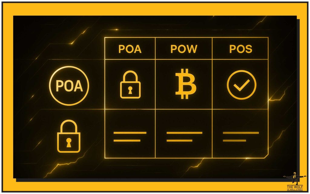 Quick Comparison: PoA vs PoW vs PoS