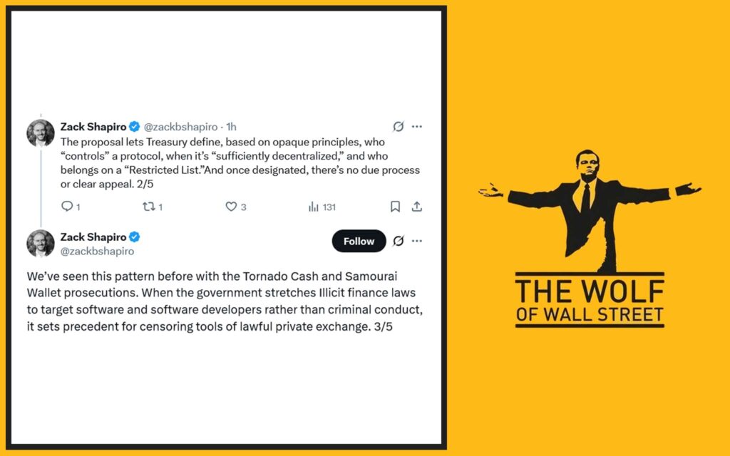 Crypto lawyer Jake Chervinsky didn’t mince words: he warned that such a move could “kill DeFi” entirely, calling it “an unconstitutional overreach